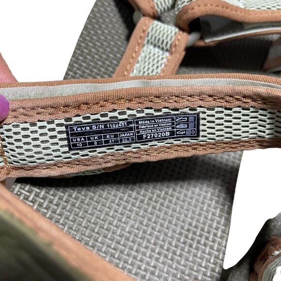 Teva Sandals 10 Flatform Universal Mesh Print Dark Olive Seafoam‎ 1 3/4 Heel - Picture 6 of 7